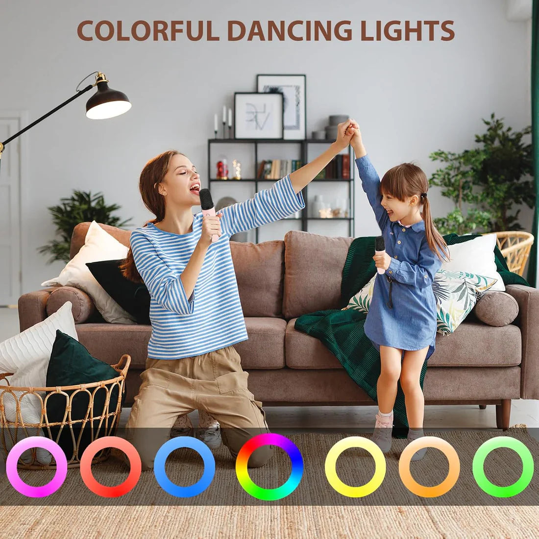 Mini Bluetooth Speaker and Mic with LED Lights for Kids Random Color
